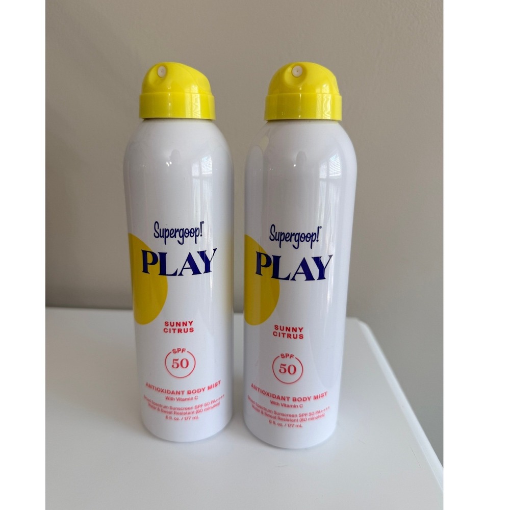 Supergoop PLAY Sunscreen Mist Unisex 6oz Sunny Citrus SPF 50 Set of 2 NWT